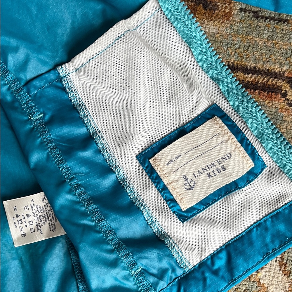 Turquoise Blue Girls Raincoat - Picture 5 of 7